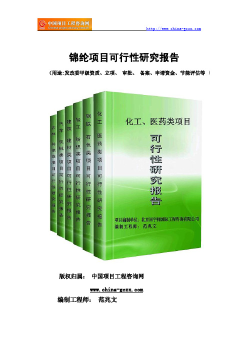 锦纶项目可行性研究报告(专业经典案例)