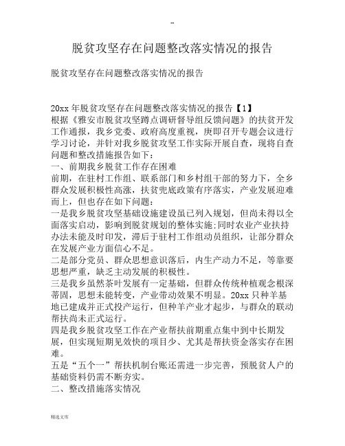 脱贫攻坚存在问题整改落实情况的报告