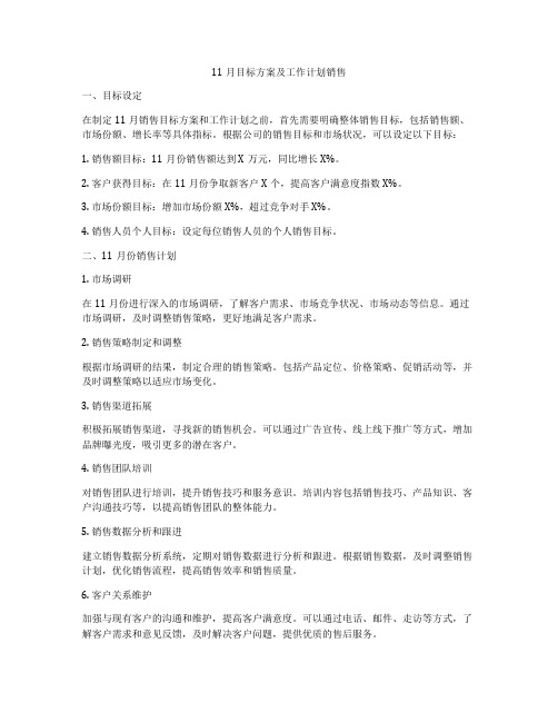 11月目标方案及工作计划销售
