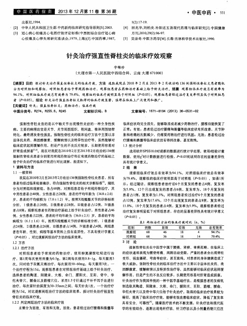 针灸治疗强直性脊柱炎的临床疗效观察