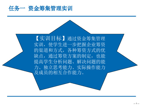 资金筹集管理实训