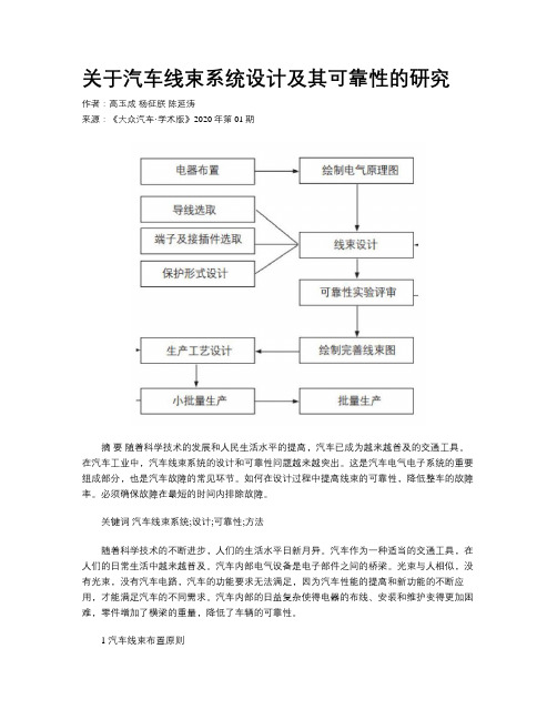 关于汽车线束系统设计及其可靠性的研究