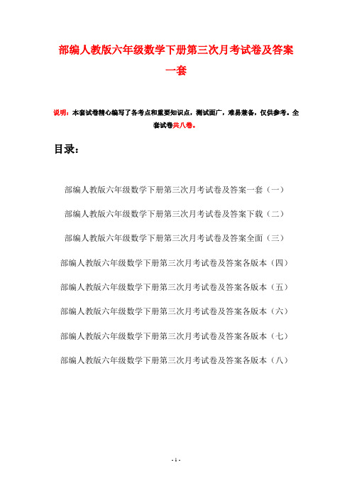 部编人教版六年级数学下册第三次月考试卷及答案一套(八套)