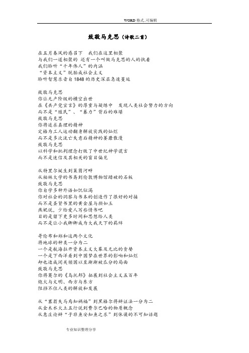 致敬马克思诗歌二首