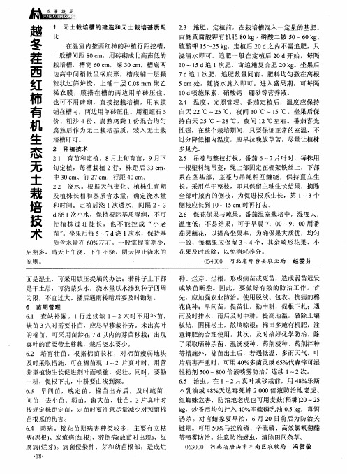 越冬茬西红柿有机生态无土栽培技术