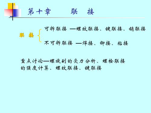 机械设计基础课件第十章       联   接