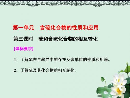 高中化学专题4硫氮和可持续发展第一单元含硫化合物的性质和应用第3课时硫和含硫化合物的相互转化课件苏教版