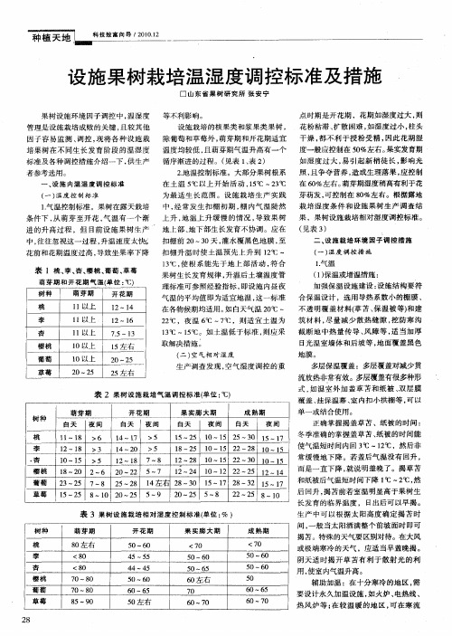 设施果树栽培温湿度调控标准及措施