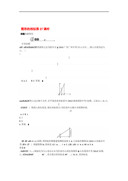 中考数学总复习基础知识过关第27课时 图形的相似含答案