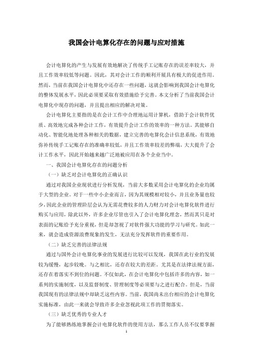 我国会计电算化存在的问题与应对措施