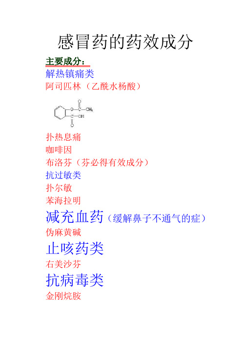 感冒药的有效成分