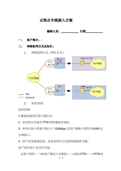 点到点专线接入方案PTN