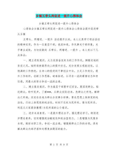 乡镇五带头两促进一提升心得体会