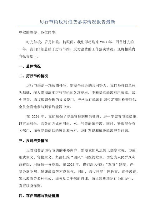 厉行节约反对浪费落实情况报告最新