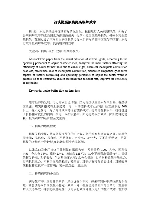 浅谈褐煤掺烧提高锅炉效率