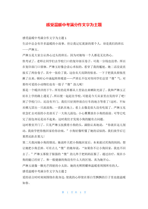 感受温暖中考满分作文字为主题