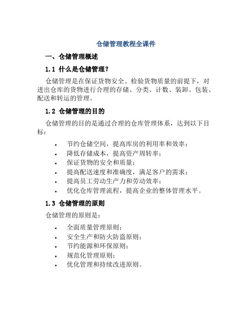 仓储管理教程全课件