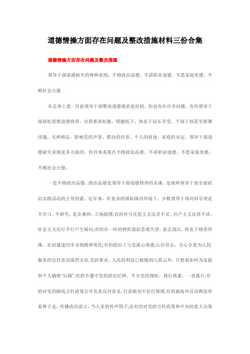 道德情操方面存在问题及整改措施材料三份合集