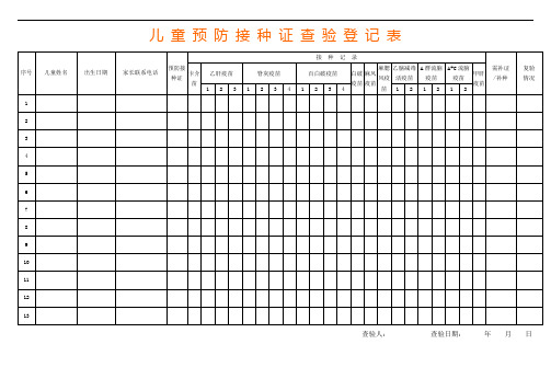 预防接种证查验登记表