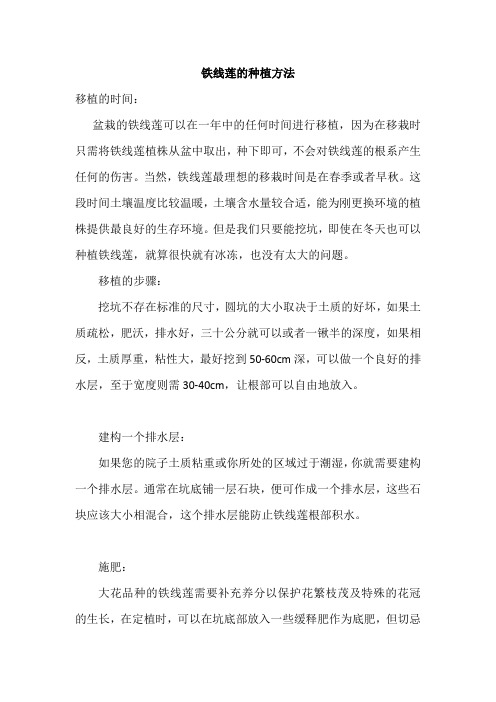 铁线莲的种植方法