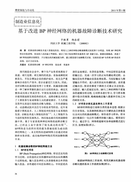 基于改进BP神经网络的机器故障诊断技术研究