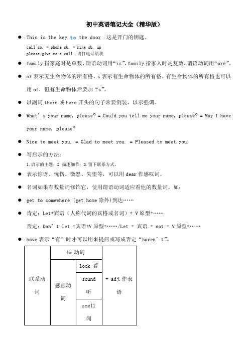 初中英语笔记精华版