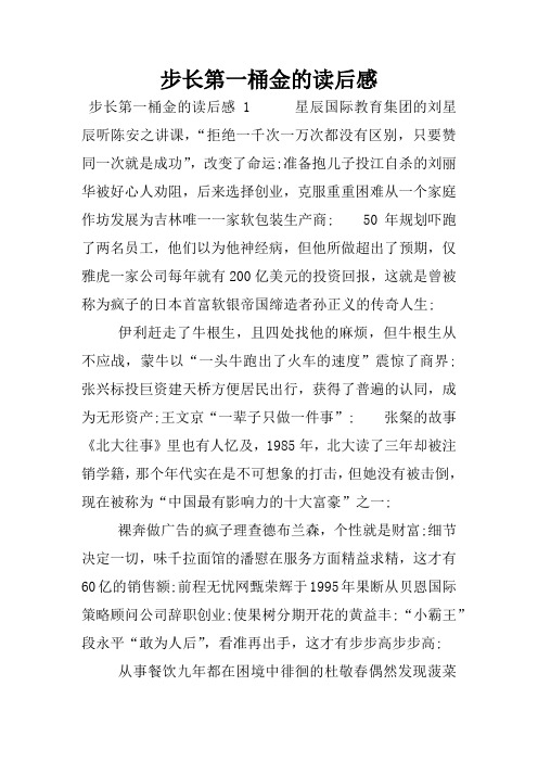 步长第一桶金的读后感