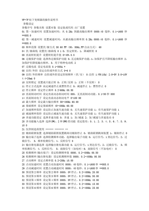 松下变频器VF-7F说明书