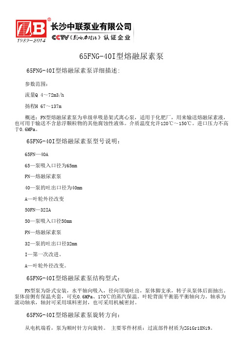 65FNG-40I型熔融尿素泵