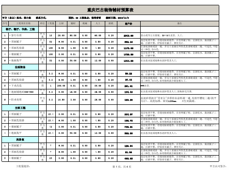 工地60平米辅材预算表