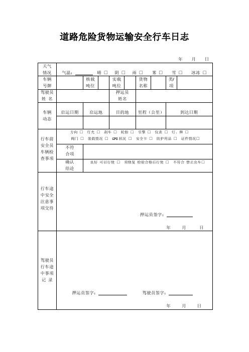 行车日志表