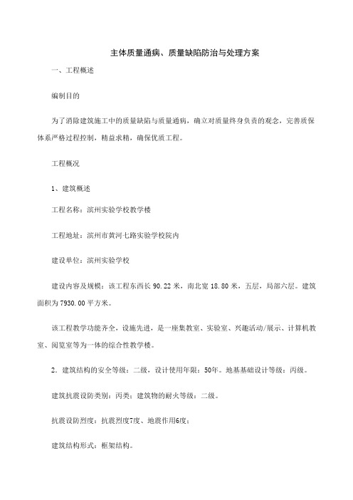 质量通病质量缺陷防治与处理方案