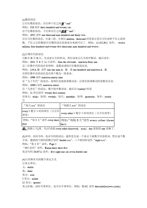 英语听力：数字时间的读法
