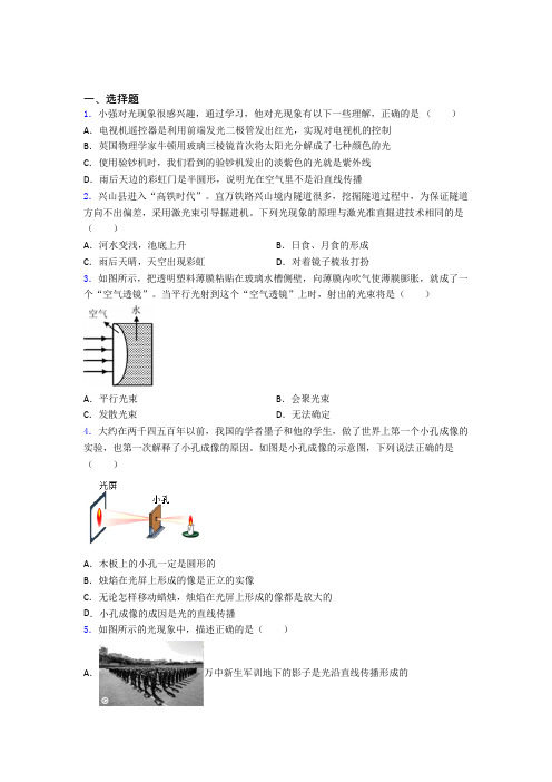 (人教版)厦门市初中物理八年级上册第四章《光现象》检测题(答案解析)