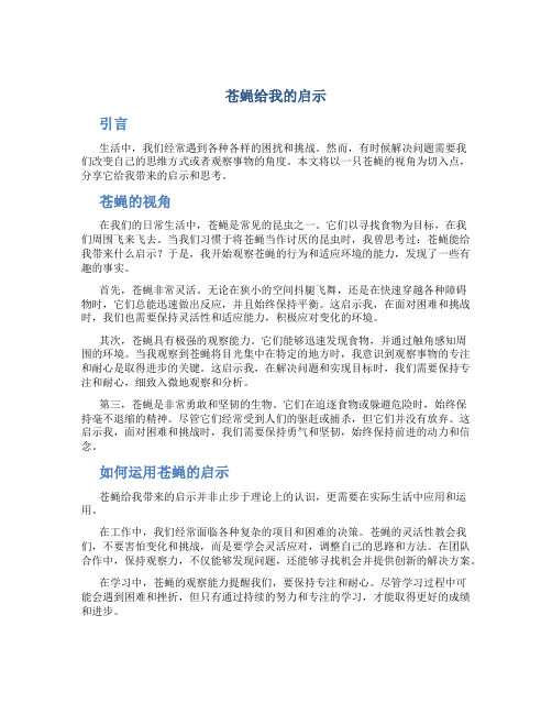 苍蝇给我的启示