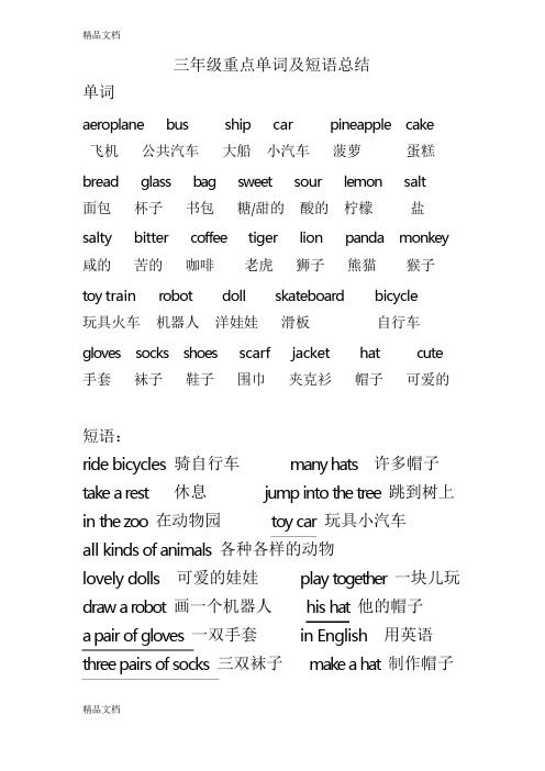 最新沪教版牛津英语-三年级英语下册期中重点知识总结