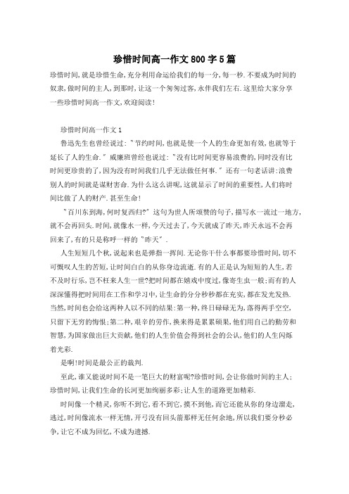 珍惜时间高一作文800字5篇
