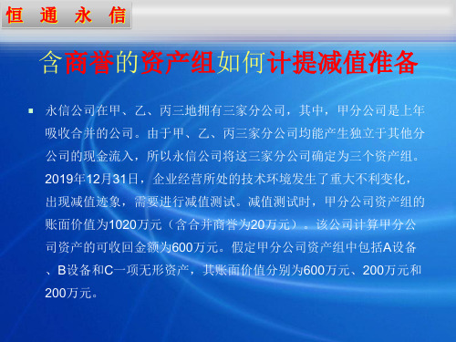 含商誉的资产组如何计提减值准备