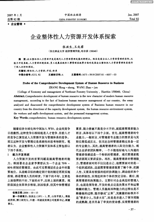 企业整体性人力资源开发体系探索