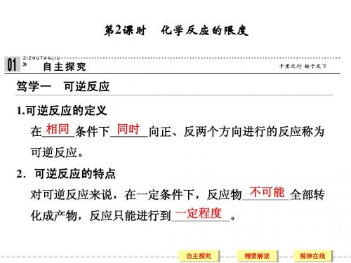 【创新课堂】2014-2015学年高一化学鲁科版必修二同步课件：2-2-2 化学反应的限度