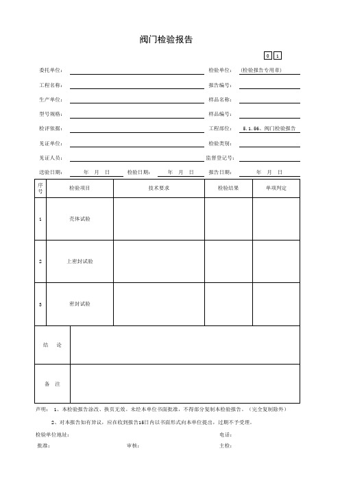 阀门检验报告