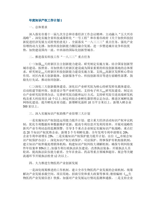 年度知识产权工作计划