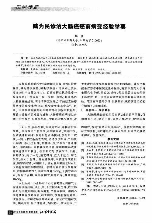 陆为民诊治大肠癌癌前病变经验举要