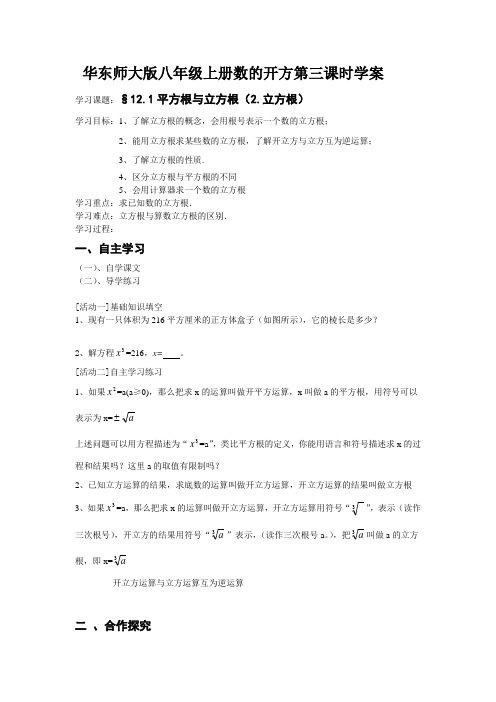 华东师大版八年级上册数的开方第三课时学案