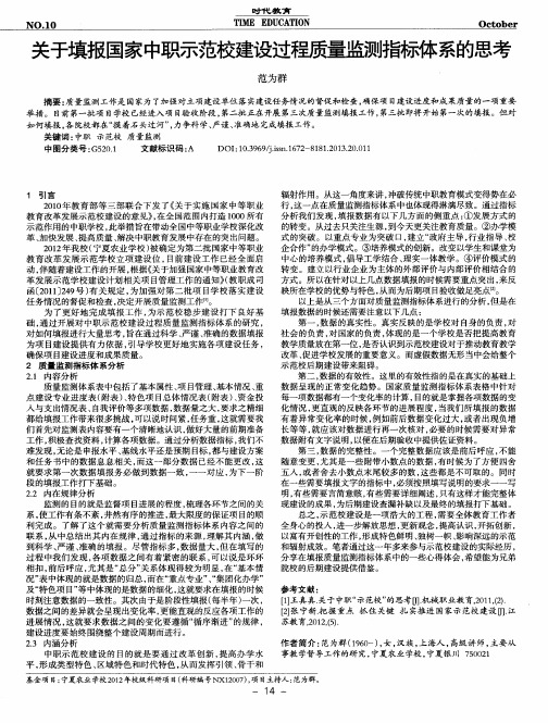 关于填报国家中职示范校建设过程质量监测指标体系的思考