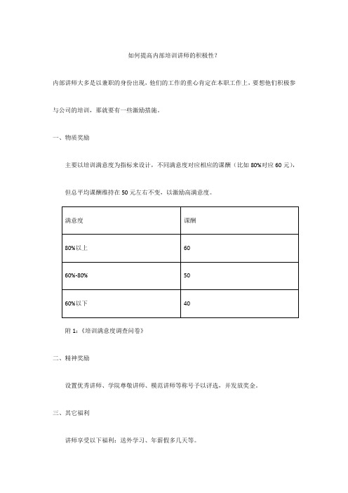 如何提高内部讲师的积极性