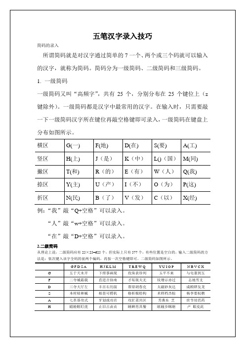 五笔汉字录入技巧