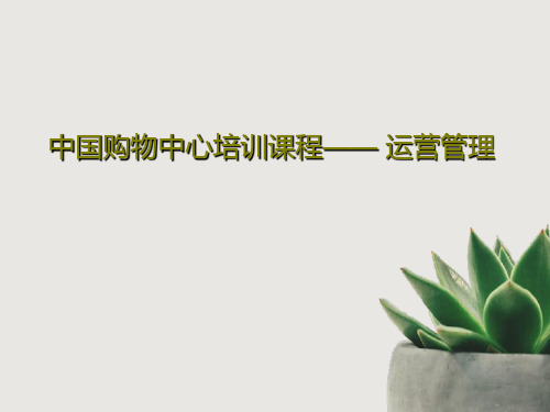 中国购物中心培训课程—— 运营管理共86页文档