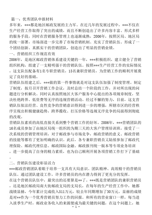 最新优秀团队申报材料
