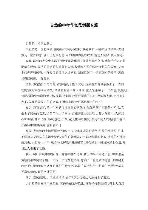 自然的中考作文范例题5篇